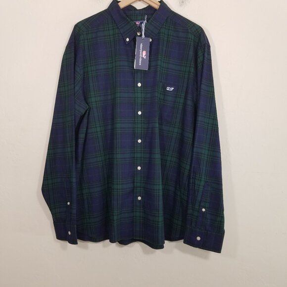 NWT Vineyard Vines Green Plaid Twill Shirt Button Down Long Sleeve Size XXL